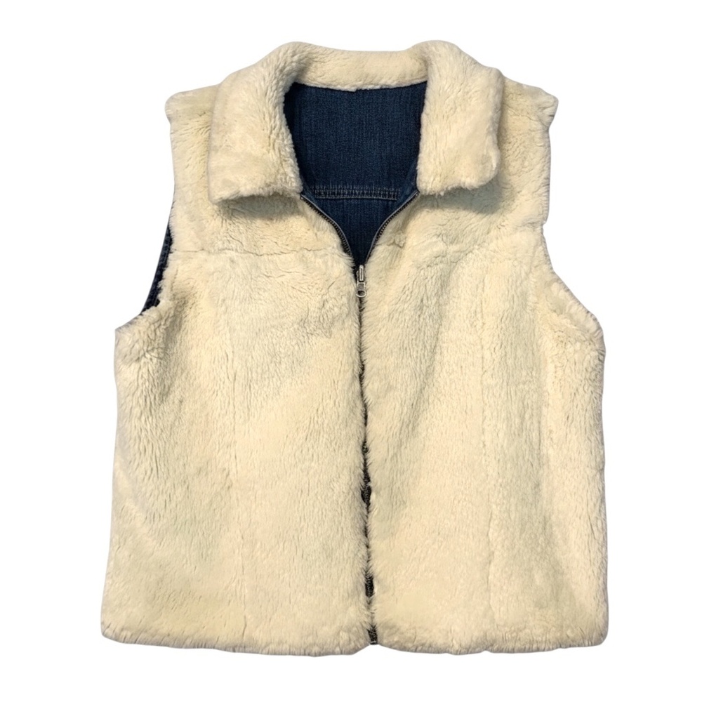 True Grit Reversible Sherpa Denim Vest Vintage Made USA Men’s Medium